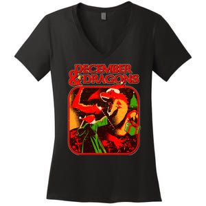 Christmas December & Dragons Women's V-Neck T-Shirt