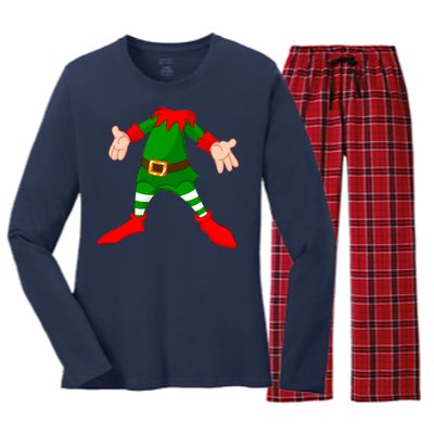 Christmas Elf Big Head Suit Women's Long Sleeve Flannel Pajama Set 