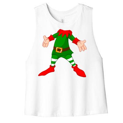 Christmas Elf Big Head Suit Women's Racerback Cropped Tank