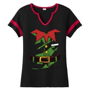 Christmas Elf Costume Funny Ladies Halftime Notch Neck Tee