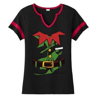 Christmas Elf Costume Funny Ladies Halftime Notch Neck Tee