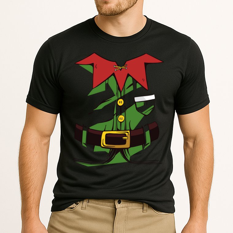 Christmas Elf Costume Funny Cooling Performance Crew T-Shirt