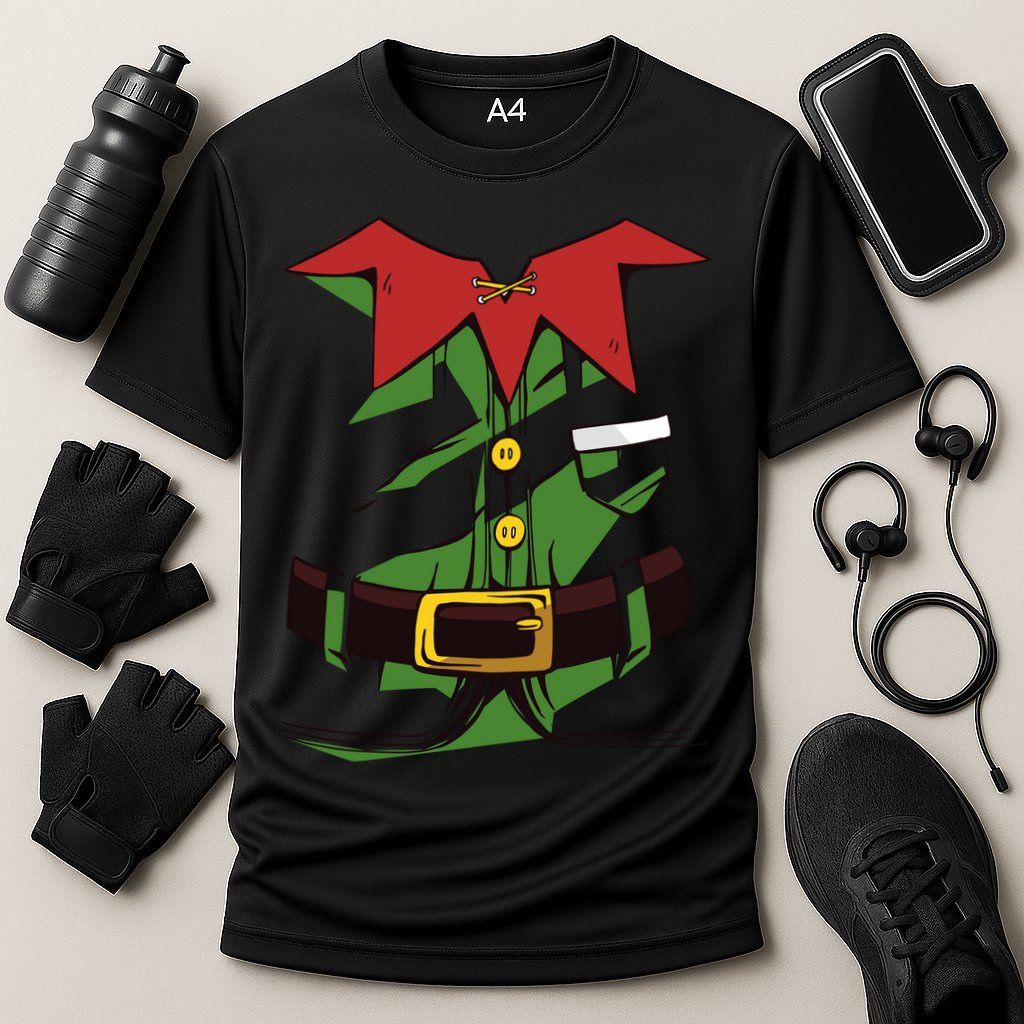 Christmas Elf Costume Funny Cooling Performance Crew T-Shirt