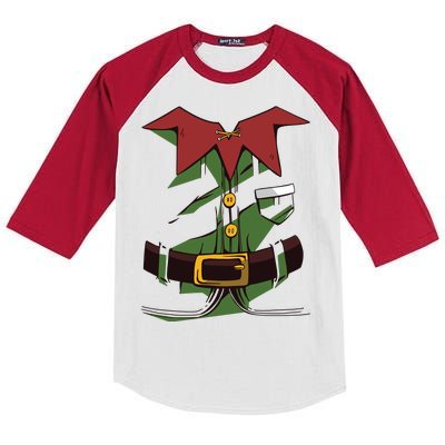 Christmas Elf Costume Funny Kids Colorblock Raglan Jersey