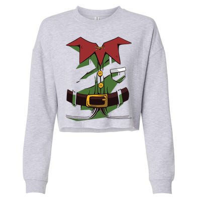 Christmas Elf Costume Funny Cropped Pullover Crew