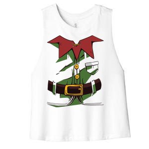 Christmas Elf Costume Funny Women's Racerback Cropped Tank