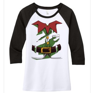 Christmas Elf Costume Funny Women's Tri-Blend 3/4-Sleeve Raglan Shirt