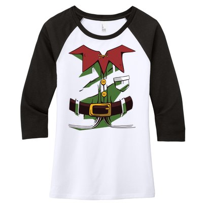 Christmas Elf Costume Funny Women's Tri-Blend 3/4-Sleeve Raglan Shirt