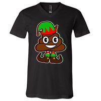 Christmas Elf Poop Emoji V-Neck T-Shirt