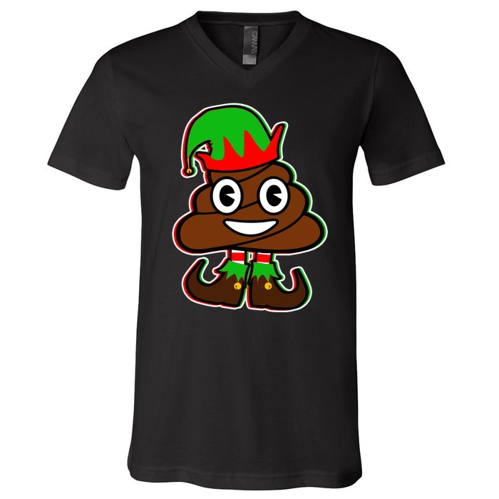 Christmas Elf Poop Emoji V-Neck T-Shirt