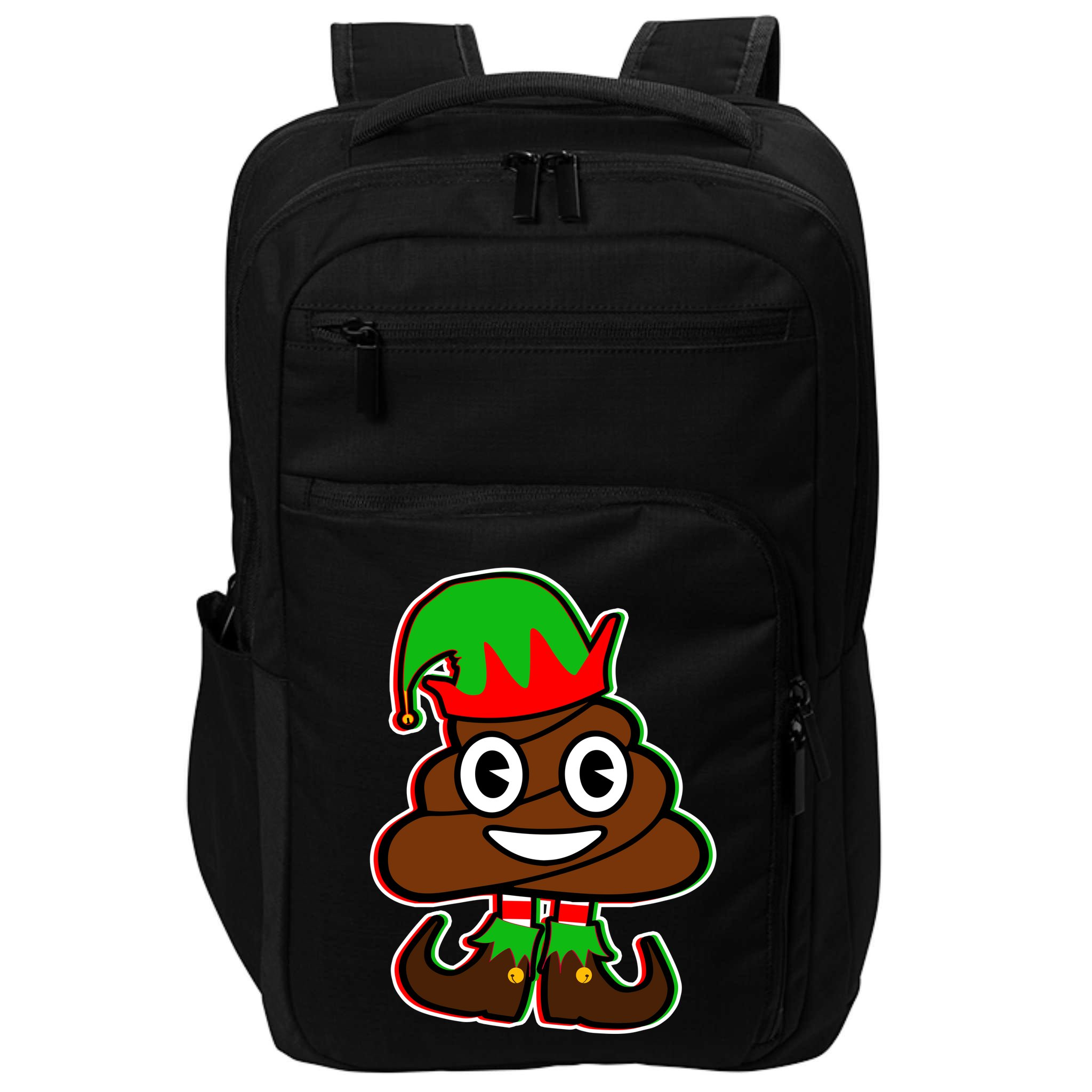 Christmas Elf Poop Emoji Impact Tech Backpack