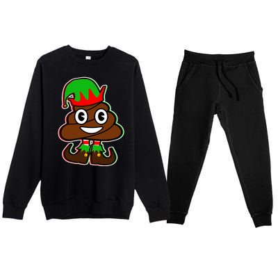 Christmas Elf Poop Emoji Premium Crewneck Sweatsuit Set