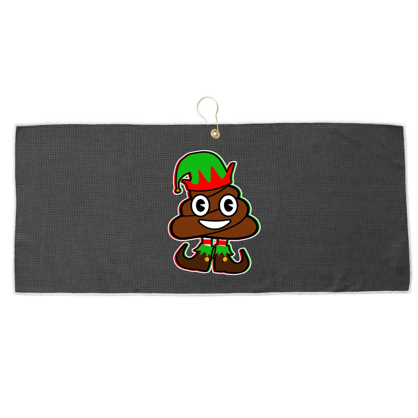 Christmas Elf Poop Emoji Large Microfiber Waffle Golf Towel