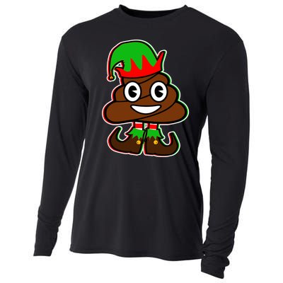 Christmas Elf Poop Emoji Cooling Performance Long Sleeve Crew