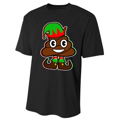 Christmas Elf Poop Emoji Performance Sprint T-Shirt