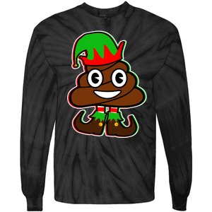 Christmas Elf Poop Emoji Tie-Dye Long Sleeve Shirt