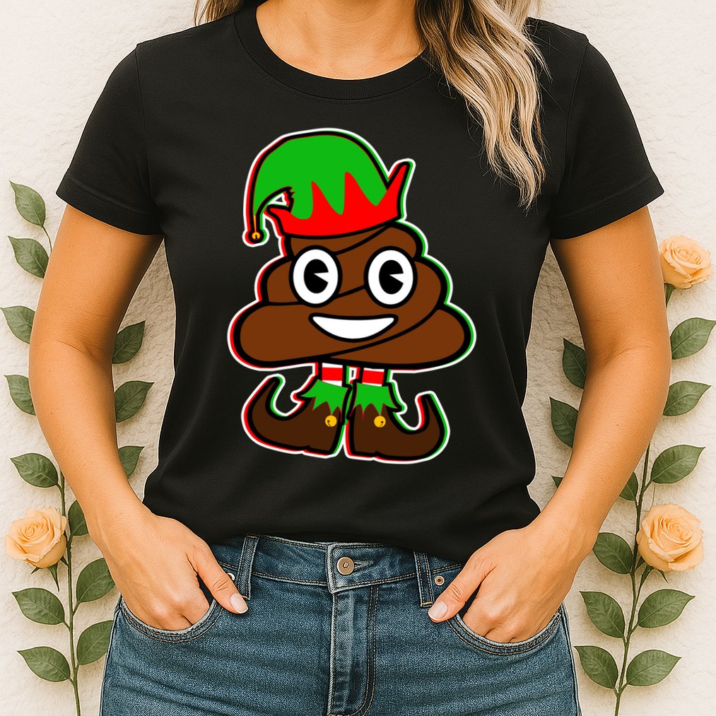 Christmas Elf Poop Emoji Womens T-Shirt