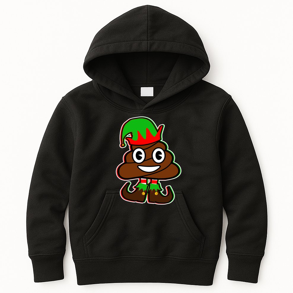 Christmas Elf Poop Emoji Kids Hoodie