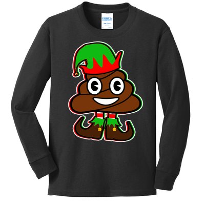 Christmas Elf Poop Emoji Kids Long Sleeve Shirt