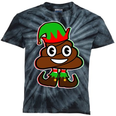 Christmas Elf Poop Emoji Kids Tie-Dye T-Shirt