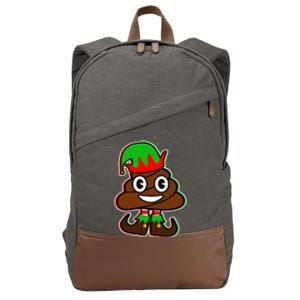 Christmas Elf Poop Emoji Cotton Canvas Backpack