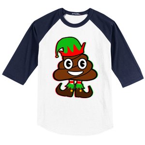 Christmas Elf Poop Emoji Baseball Sleeve Shirt