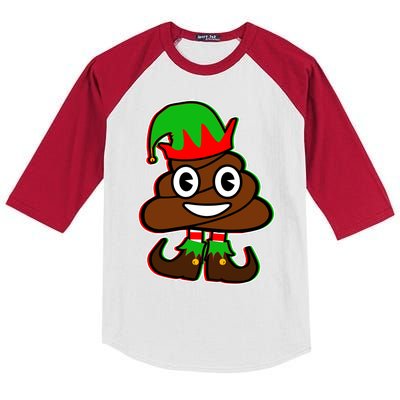 Christmas Elf Poop Emoji Kids Colorblock Raglan Jersey