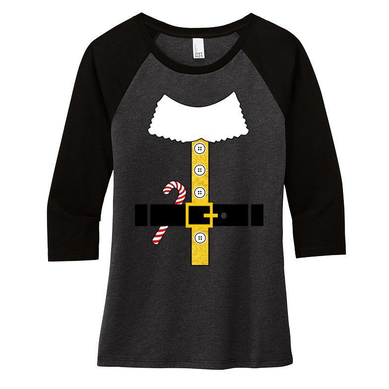 Christmas Elf Suit Candy Cane Costume Women's Tri-Blend 3/4-Sleeve Raglan Shirt