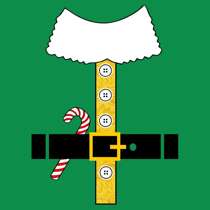 Christmas Elf Suit Candy Cane Costume Button