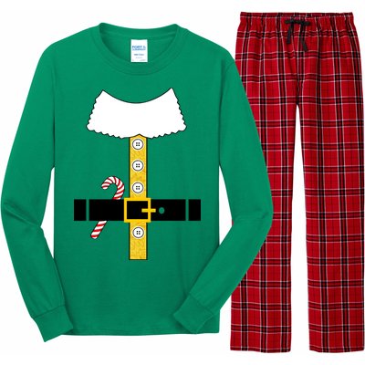 Christmas Elf Suit Candy Cane Costume Long Sleeve Pajama Set