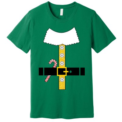 Christmas Elf Suit Candy Cane Costume Premium T-Shirt
