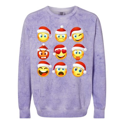 Christmas Emoji's Smiley Colorblast Crewneck Sweatshirt