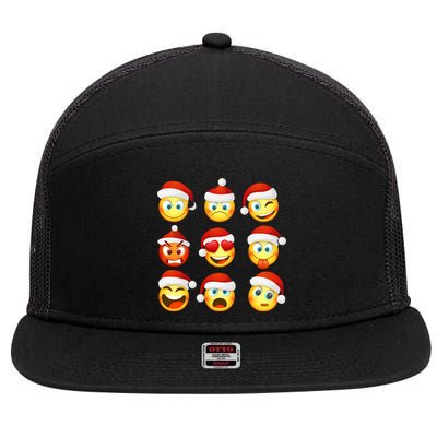 Christmas Emoji's Smiley 7 Panel Mesh Trucker Snapback Hat