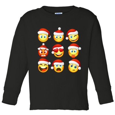 Christmas Emoji's Smiley Toddler Long Sleeve Shirt