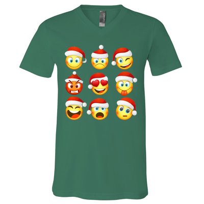 Christmas Emoji's Smiley V-Neck T-Shirt