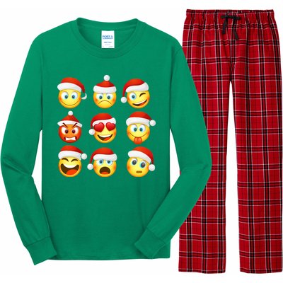 Christmas Emoji's Smiley Long Sleeve Pajama Set