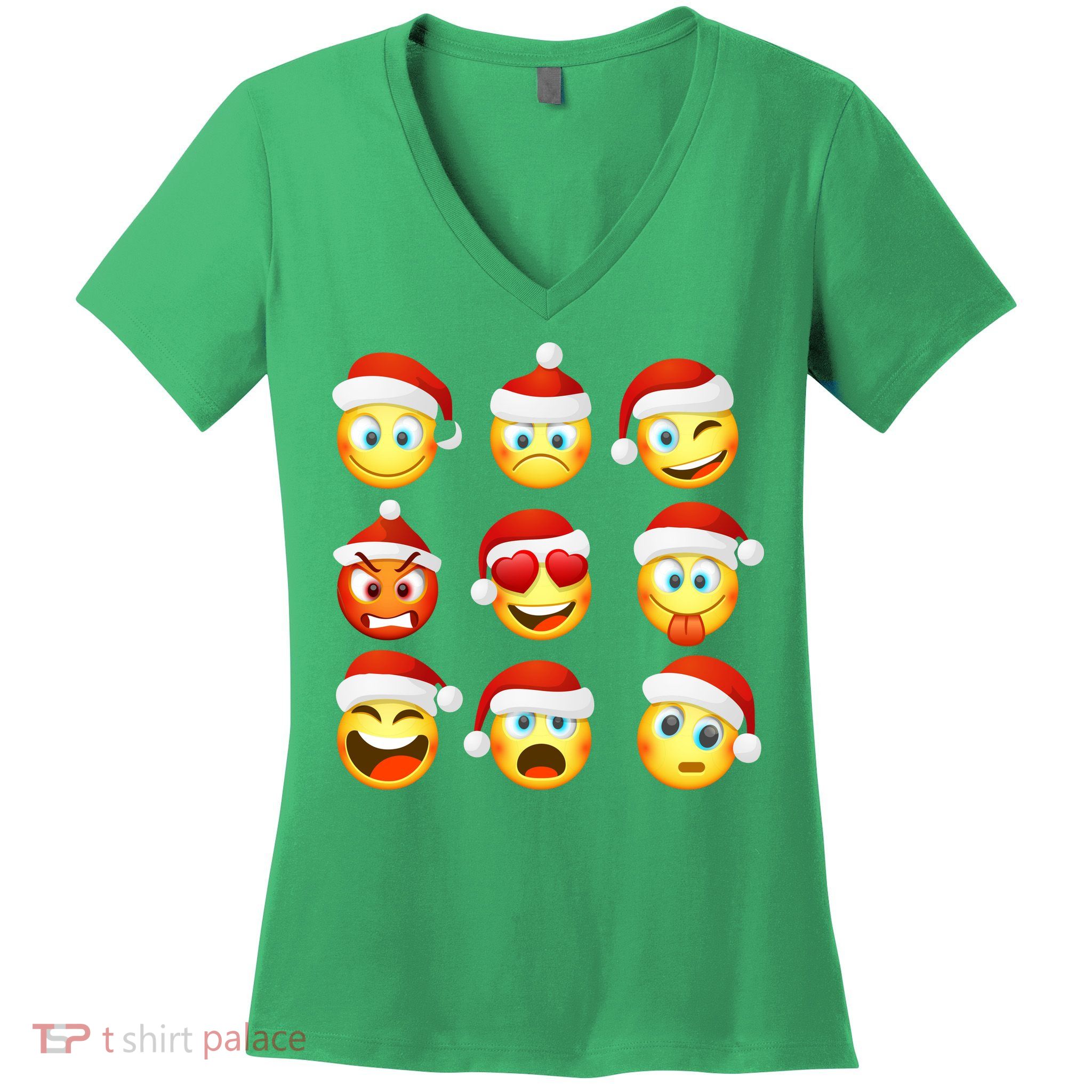 Christmas Emoji's Smiley Women's V-Neck T-Shirt