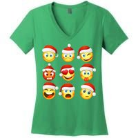 Christmas Emoji's Smiley Women's V-Neck T-Shirt