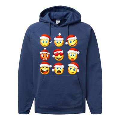 Christmas Emoji's Smiley Performance Fleece Hoodie