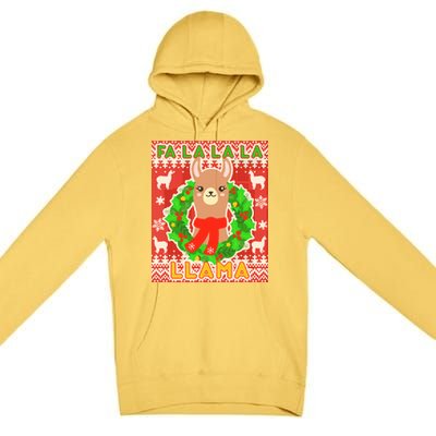 Christmas Fa La La La Llama Ugly Sweater Premium Pullover Hoodie