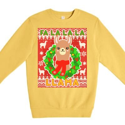 Christmas Fa La La La Llama Ugly Sweater Premium Crewneck Sweatshirt