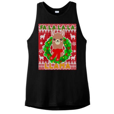 Christmas Fa La La La Llama Ugly Sweater Ladies PosiCharge Tri-Blend Wicking Tank