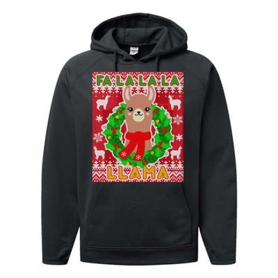 Christmas Fa La La La Llama Ugly Sweater Performance Fleece Hoodie