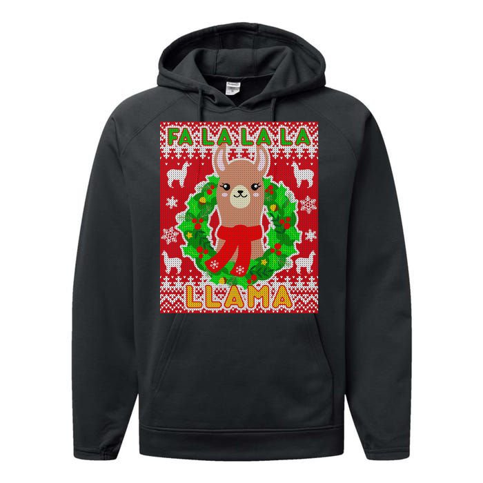 Christmas Fa La La La Llama Ugly Sweater Performance Fleece Hoodie