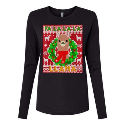 Christmas Fa La La La Llama Ugly Sweater Womens Cotton Relaxed Long Sleeve T-Shirt