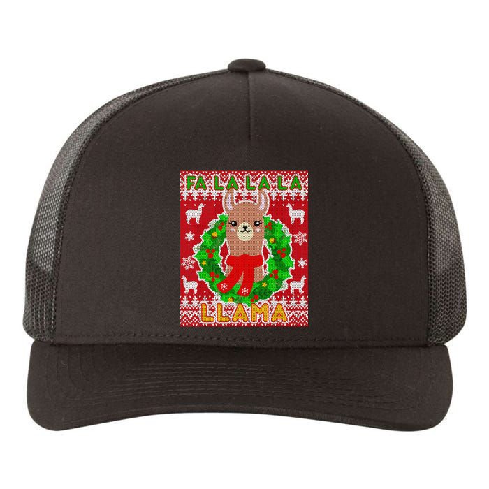 Christmas Fa La La La Llama Ugly Sweater Yupoong Adult 5-Panel Trucker Hat