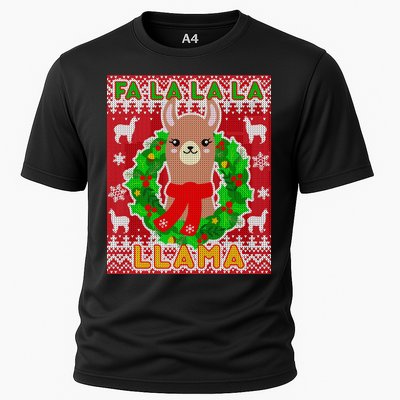 Christmas Fa La La La Llama Ugly Sweater Cooling Performance Crew T-Shirt