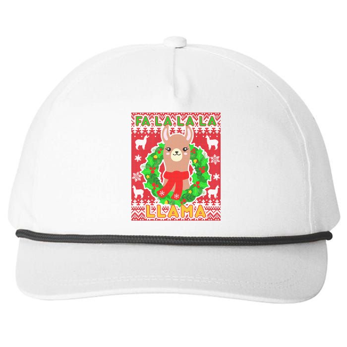 Christmas Fa La La La Llama Ugly Sweater Snapback Five-Panel Rope Hat