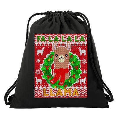 Christmas Fa La La La Llama Ugly Sweater Drawstring Bag