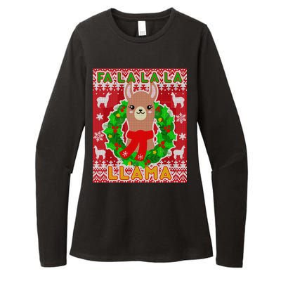 Christmas Fa La La La Llama Ugly Sweater Womens CVC Long Sleeve Shirt